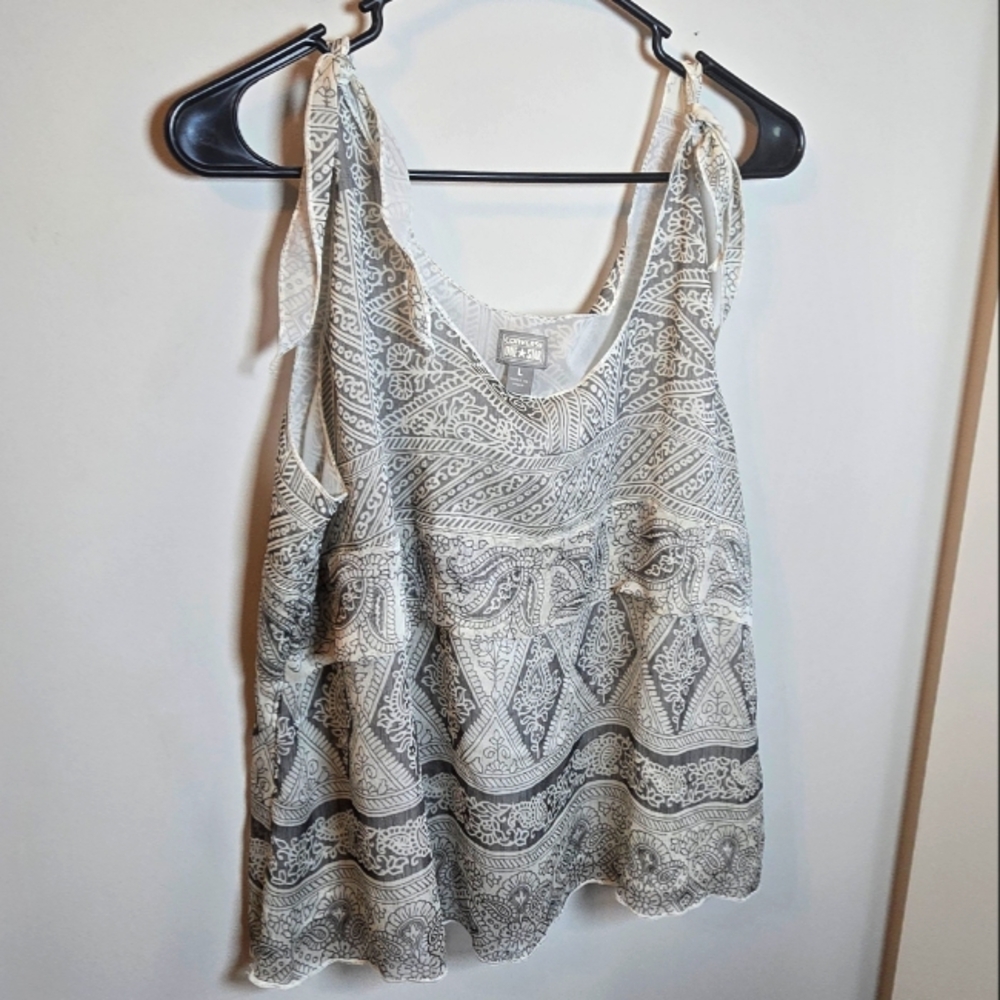 Vimtage Converse One Star Layered Sleeveless Shirt Lined Gray White Sz Lg